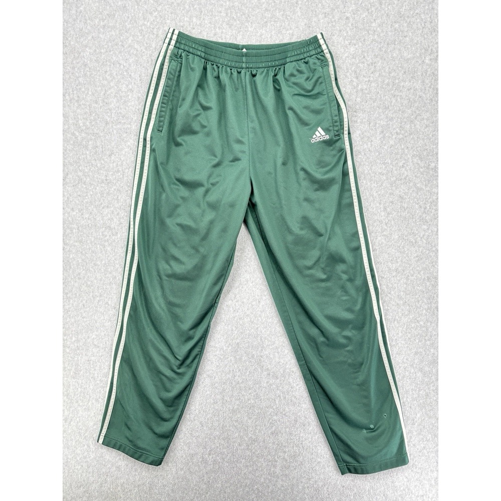Adidas Snap Tearaway Track Pants Green 3 Stripe Men's XL